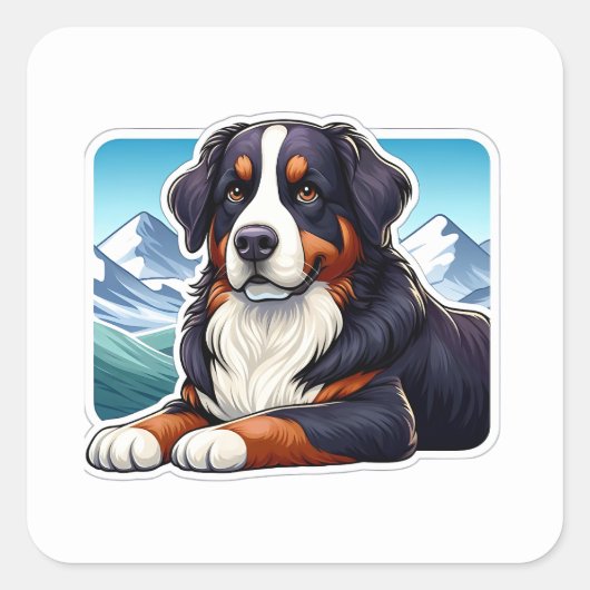 Bernese Mountain Dog Quadratischer Aufkleber (Vorderseite)