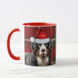 Bernese Mountain Dog Red Green Holiday Kariert Tasse