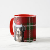 Bernese Mountain Dog Red Green Holiday Kariert Tasse (Vorderseite Links)