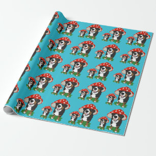 Bernese Mountain Dog Red Mushroom Cap Geschenkpapier