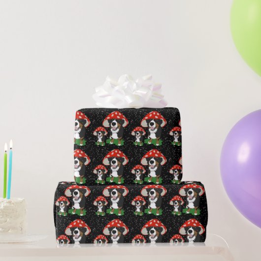 Bernese Mountain Dog Red Mushroom Cap Geschenkpapier (Partygeschenke)