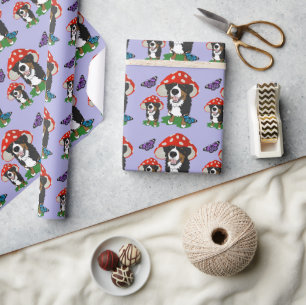 Bernese Mountain Dog Red Mushroom Cap Geschenkpapier