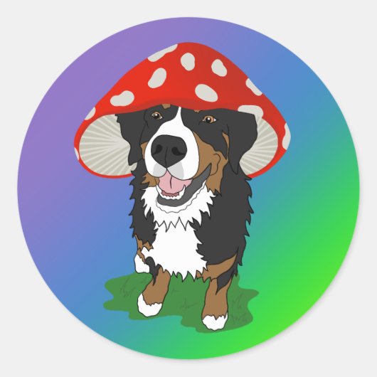 Bernese Mountain Dog Red Mushroom Cap Runder Aufkleber (Vorderseite)