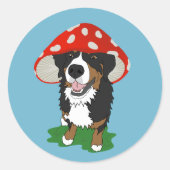 Bernese Mountain Dog Red Mushroom Cap Runder Aufkleber (Vorderseite)