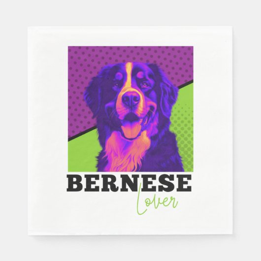 Bernese Mountain Dog - Retro Bernese Lover Serviette (Vorderseite)