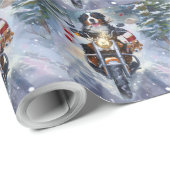 Bernese Mountain Dog Riding Motorrad Weihnachten Geschenkpapier (Rolleneckpunkt)