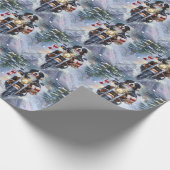 Bernese Mountain Dog Riding Motorrad Weihnachten Geschenkpapier (Ecke)