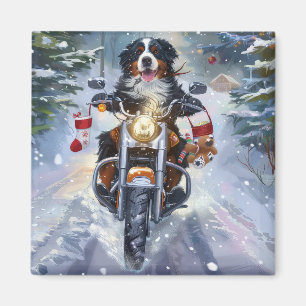 Bernese Mountain Dog Riding Motorrad Weihnachten Magnet