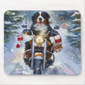 Bernese Mountain Dog Riding Motorrad Weihnachten Mousepad (Vorne)