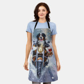 Bernese Mountain Dog Riding Motorrad Weihnachten Schürze (Getragen)