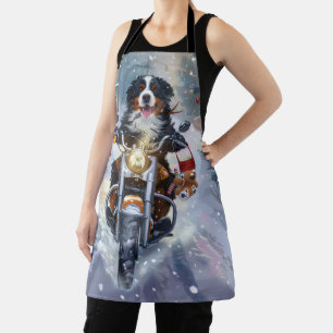 Bernese Mountain Dog Riding Motorrad Weihnachten Schürze