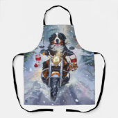 Bernese Mountain Dog Riding Motorrad Weihnachten Schürze (Vorderseite)