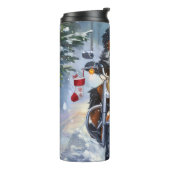 Bernese Mountain Dog Riding Motorrad Weihnachten Thermosbecher (Nach links gedreht)
