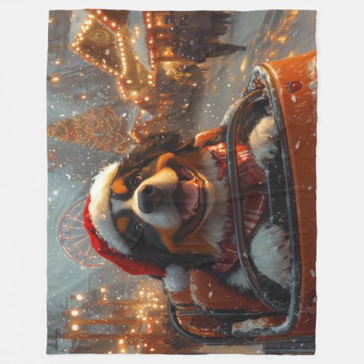 Bernese Mountain Dog Roller Untersetzer Weihnachte Fleecedecke (Vorderseite)