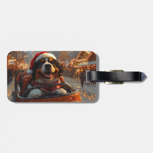 Bernese Mountain Dog Roller Untersetzer Weihnachte Gepäckanhänger (Rückseite horizontal)
