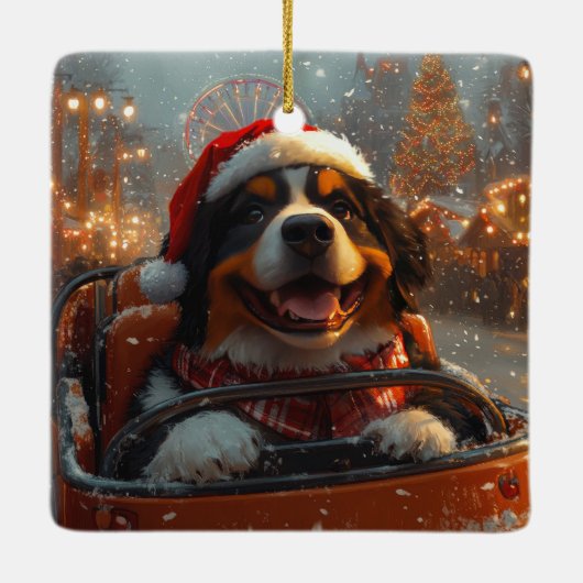 Bernese Mountain Dog Roller Untersetzer Weihnachte Keramikornament (Rückseite)