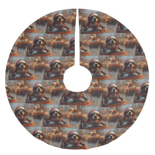 Bernese Mountain Dog Roller Untersetzer Weihnachte Polyester Weihnachtsbaumdecke (Vorderseite)