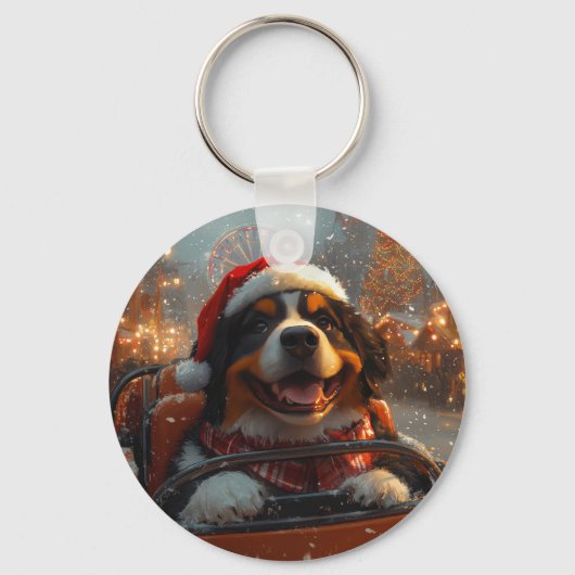 Bernese Mountain Dog Roller Untersetzer Weihnachte Schlüsselanhänger (Vorderseite)