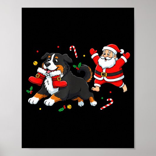 Bernese Mountain Dog Santa Claus Boots Christmas W Poster (Vorne)