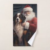 Bernese Mountain Dog Santa Claus Weihnachten Badhandtuch Set (Handtuch)
