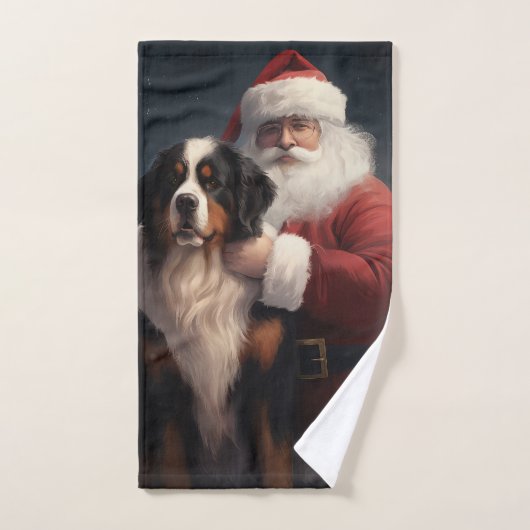 Bernese Mountain Dog Santa Claus Weihnachten Badhandtuch Set (Handtuch)