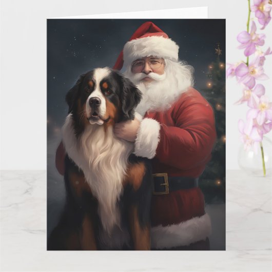 Bernese Mountain Dog Santa Claus Weihnachten Karte (Orchidee)