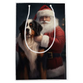 Bernese Mountain Dog Santa Claus Weihnachten Mittlere Geschenktüte (Vorderseite)