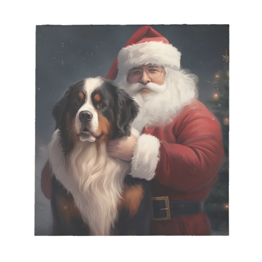 Bernese Mountain Dog Santa Claus Weihnachten Notizblock (Vorderseite)