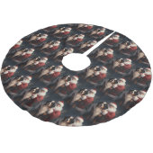 Bernese Mountain Dog Santa Claus Weihnachten Polyester Weihnachtsbaumdecke (Schrägansicht)