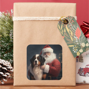 Bernese Mountain Dog Santa Claus Weihnachten Quadratischer Aufkleber