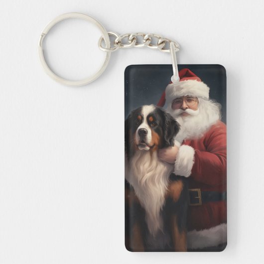 Bernese Mountain Dog Santa Claus Weihnachten Schlüsselanhänger (Vorderseite)