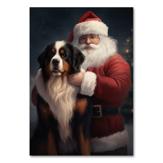 Bernese Mountain Dog Santa Claus Weihnachten Tischnummer (Vorderseite)