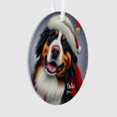 Bernese Mountain Dog, Santa Dog, Weihnachtsnamen Ornament (Vorderseite)
