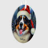 Bernese Mountain Dog, Santa Dog, Weihnachtsnamen Ornament (Vorderseite)