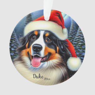 Bernese Mountain Dog, Santa Dog, Weihnachtsnamen Ornament