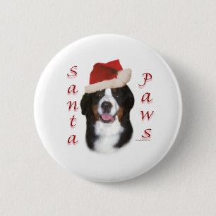 Bernese Mountain Dog Santa Paws Button
