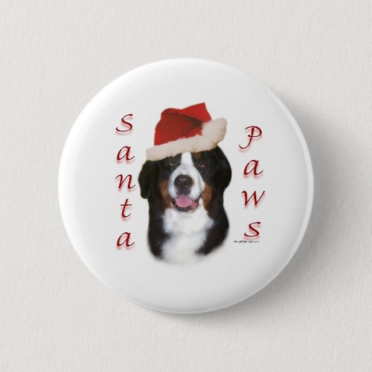 Bernese Mountain Dog Santa Paws Button (Vorderseite)