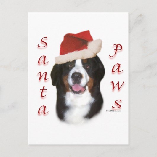 Bernese Mountain Dog Santa Paws Feiertagspostkarte (Vorderseite)
