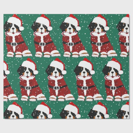 Bernese Mountain Dog Santa Paws Geschenkpapier (Flach)