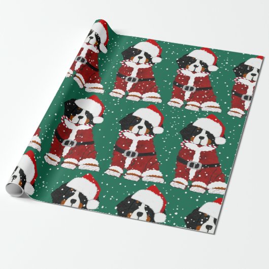 Bernese Mountain Dog Santa Paws Geschenkpapier (Ungerollt)