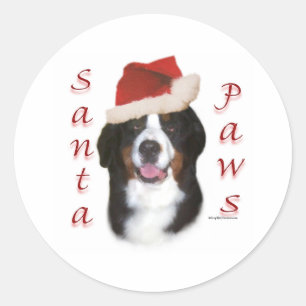 Bernese Mountain Dog Santa Paws Runder Aufkleber