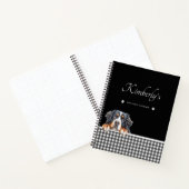 Bernese Mountain Dog Schwarz-weiß Gingham Custom Notizblock (Innenseite)
