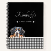 Bernese Mountain Dog Schwarz-weiß Gingham Custom Notizblock (Vorderseite)