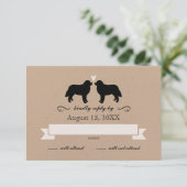 Bernese Mountain Dog Silhouetten Wedding RSVP Karte (Stehend Vorderseite)