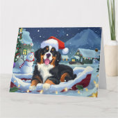 Bernese Mountain Dog Sleigh Schnee Weihnachten Karte (Vorderseite)