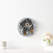 Bernese Mountain Dog Snow Foto Runde Wanduhr (Zuhause)