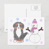 Bernese Mountain Dog & Snowman Postkarte (Vorne/Hinten)