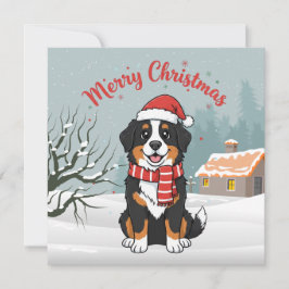 Bernese Mountain Dog Snowy Christmas Doodle Feiertagskarte