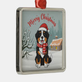 Bernese Mountain Dog Snowy Christmas Doodle Ornament Aus Metall (Rechts)