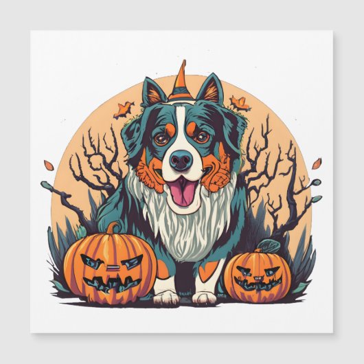 Bernese Mountain Dog Spooky Halloween Magnetkarte (Vorderseite)